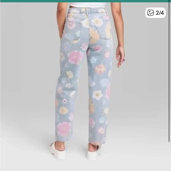 Wild Fable High-Rise Jeans with Floral Design - Picture 2 of 6